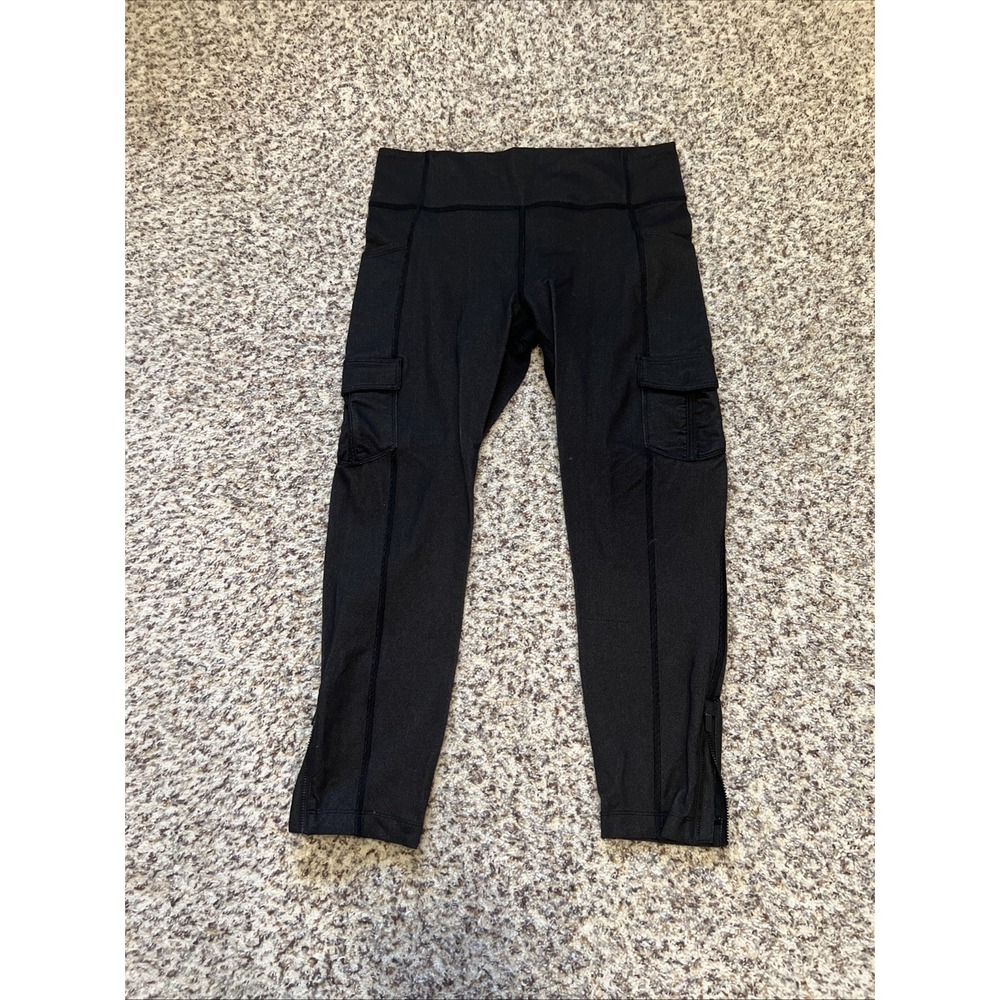 Lululemon‎ Gray Cargo pockets ankle Leggings Mid Rise Leggings Size 10